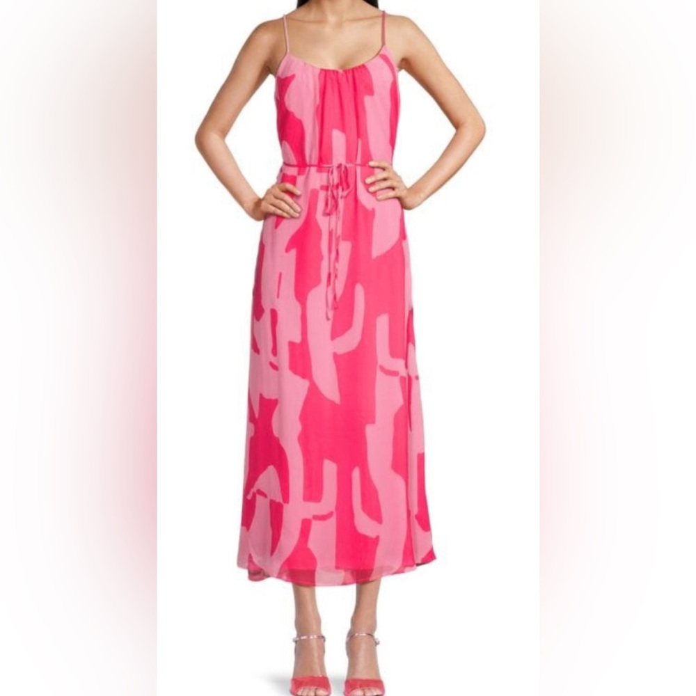 NWT Sam Edelman Abstract Tie Waist Midi-Dress